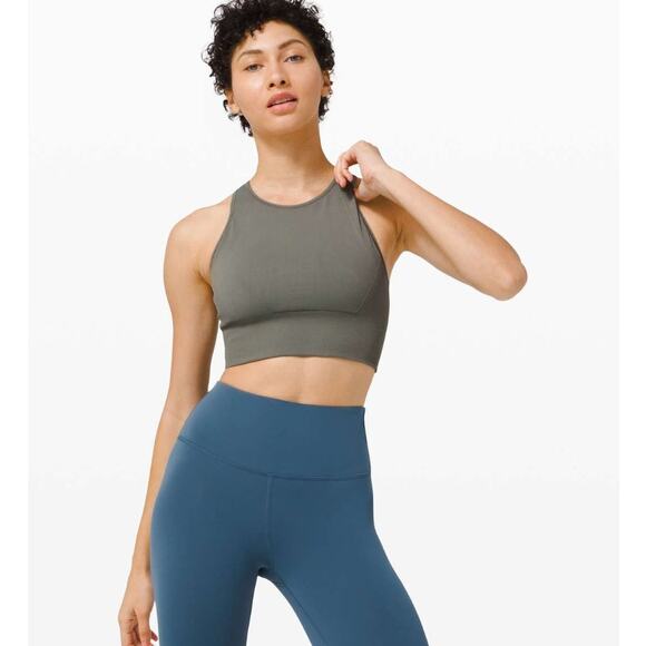 Lululemon Ebb to Train medium support C/D cup racerback bra Grey Sage size 4 - Picture 1 of 4